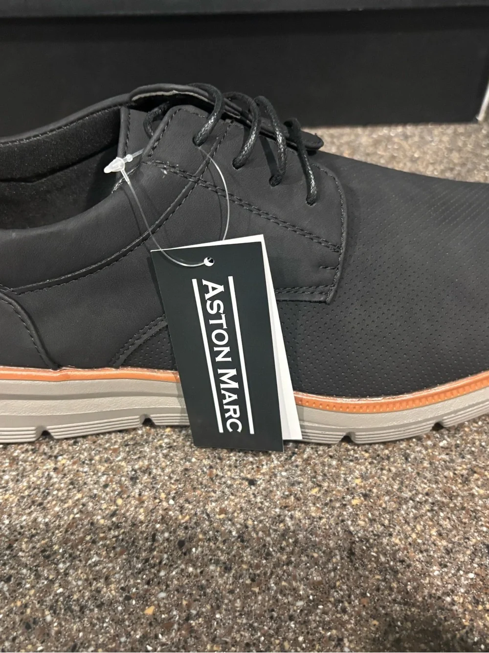 Men's Black Derby Shoes with Tan Accent